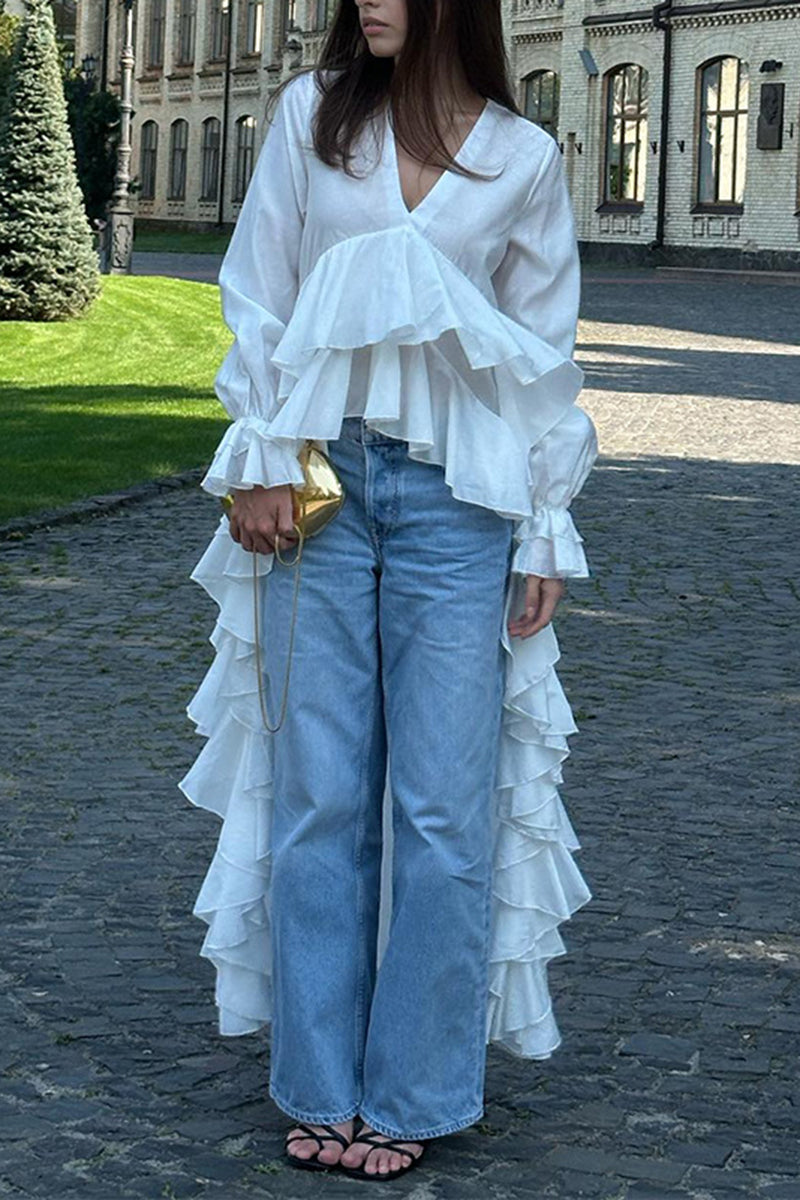 Flowing Layered Ruffle Blouse