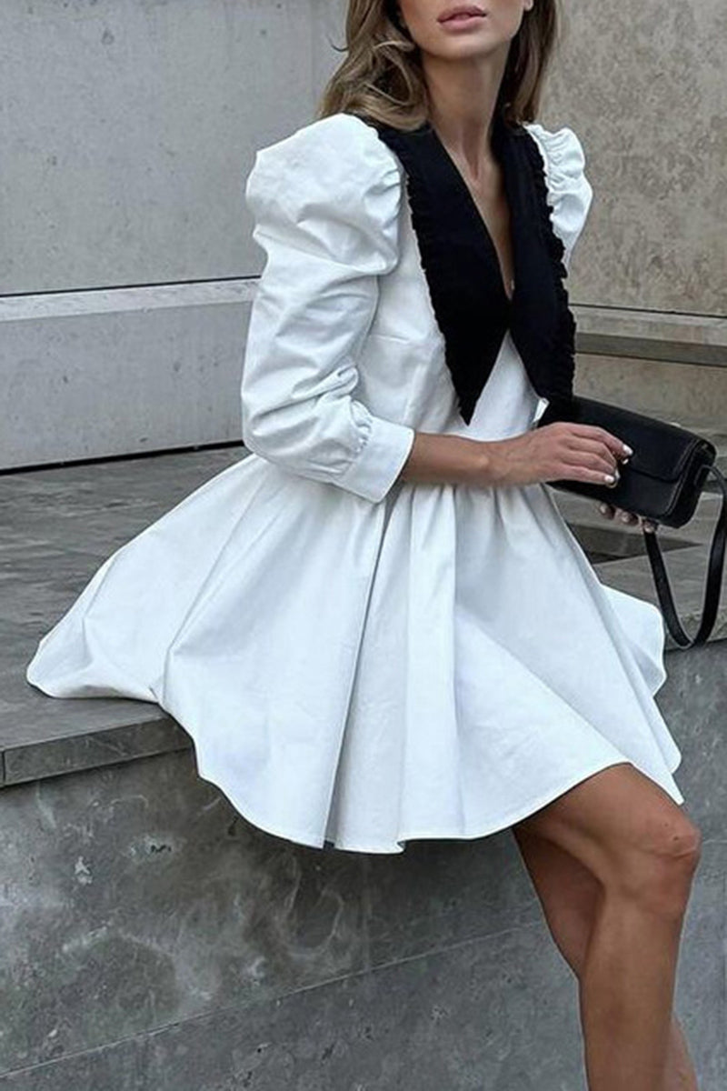 Contrast Collar Casual Dress