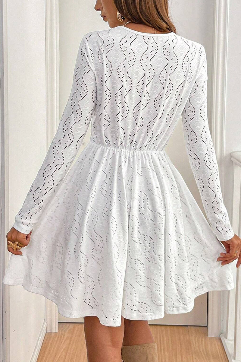 Elegant Eyelet Lace Casual Dress