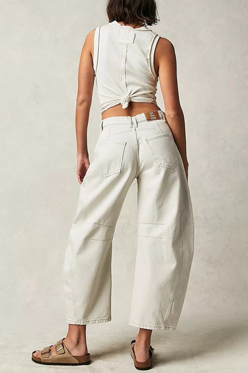 Stylish High-Waisted Cropped Jeans
