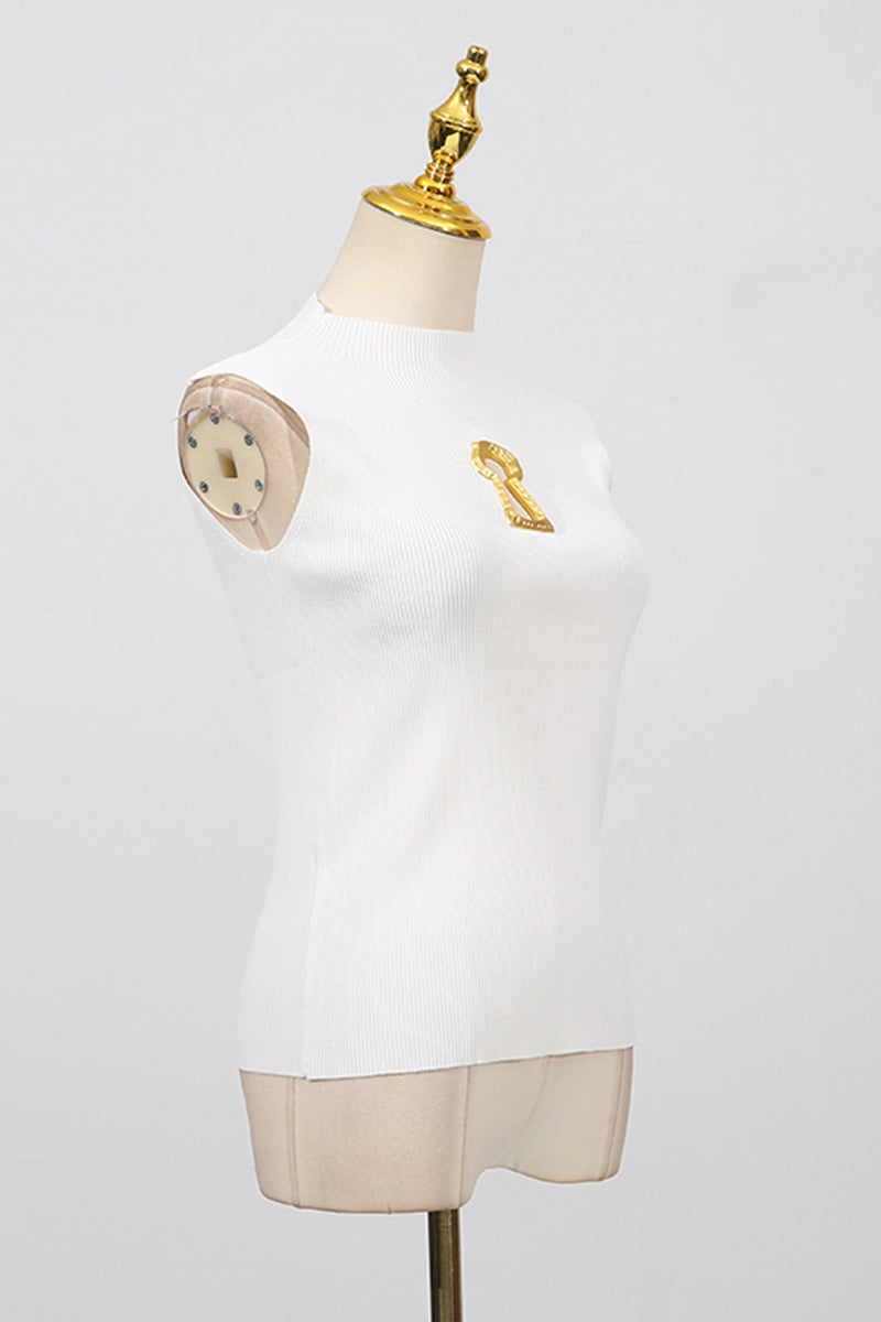 Keyhole Detail High-Neck Sleeveless Top