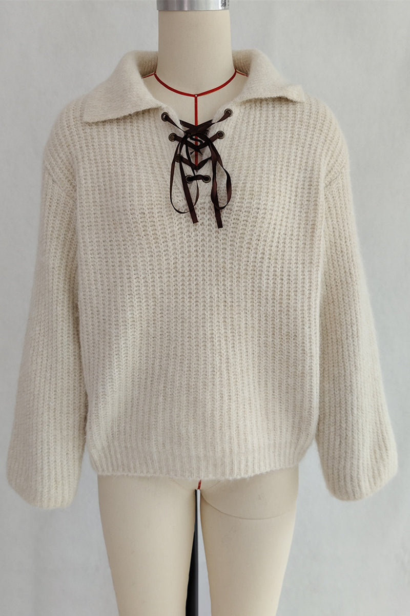 Lace-Up Collar Sweater