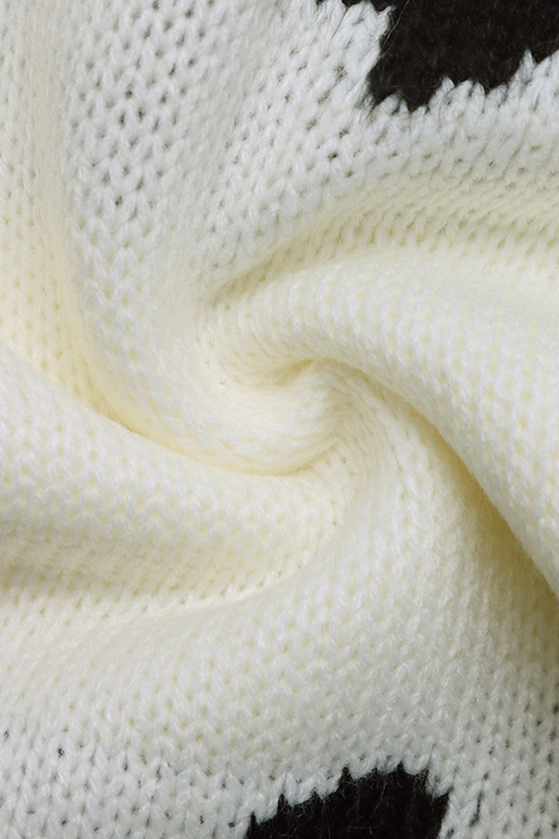 Bow-Tie Front Cardigan with Patterned Design