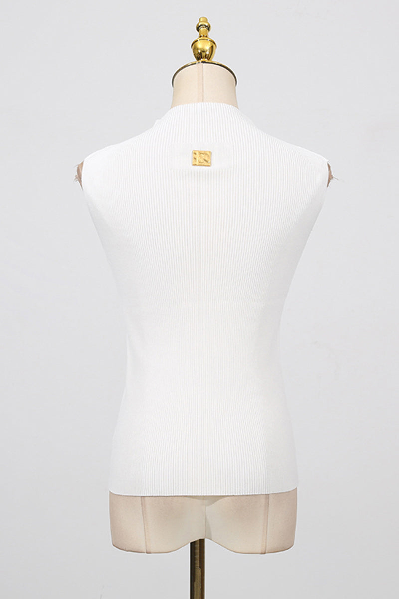 Keyhole Detail High-Neck Sleeveless Top