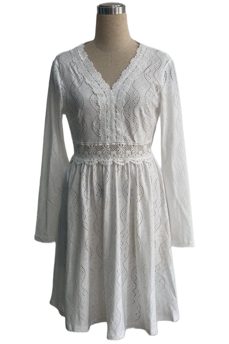 Elegant Eyelet Lace Casual Dress