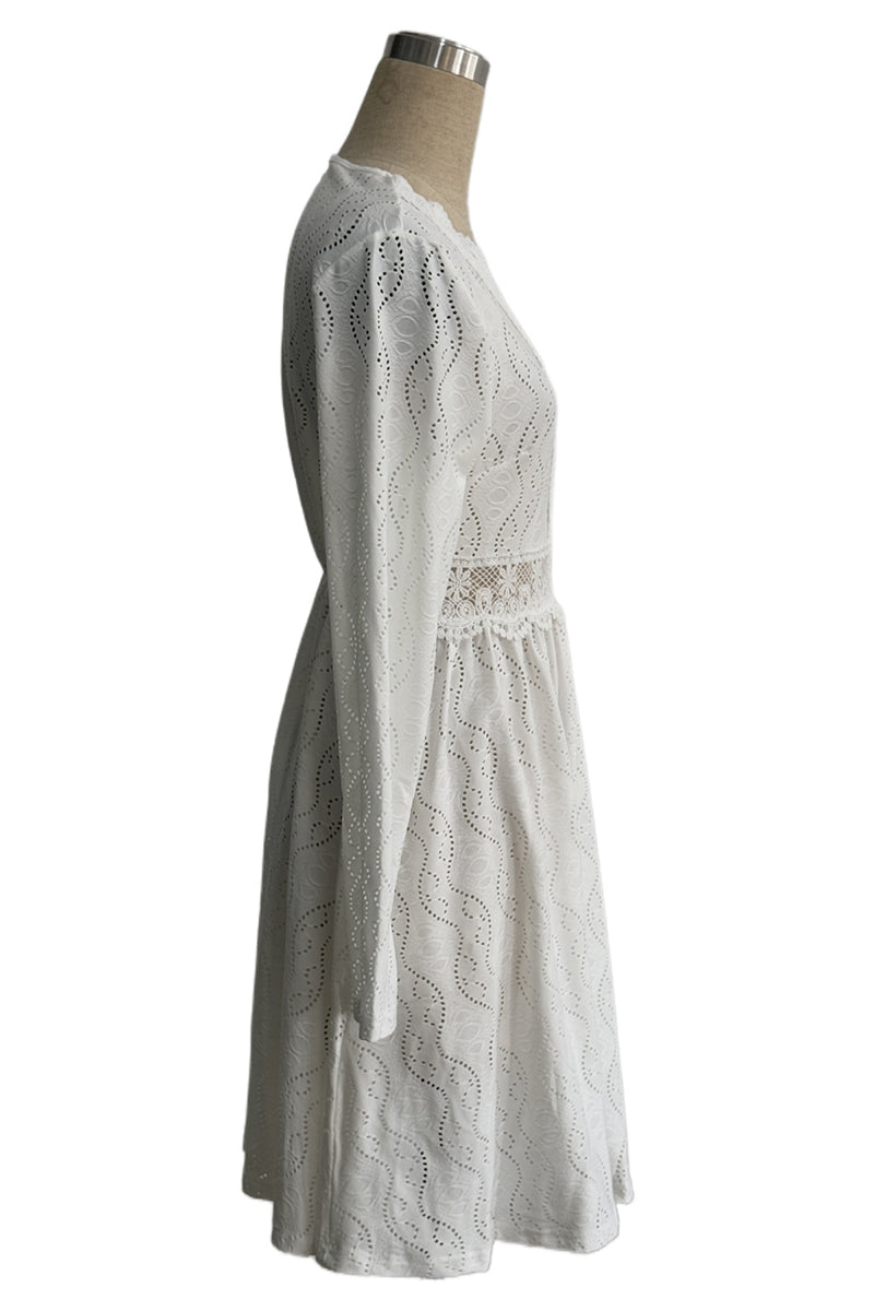 Elegant Eyelet Lace Casual Dress