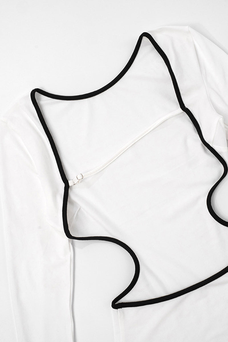 Cutout Accent Long Sleeve Casual Dress