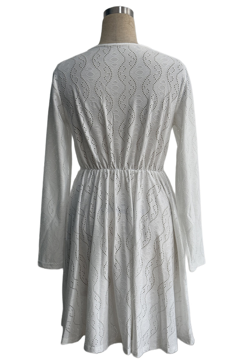 Elegant Eyelet Lace Casual Dress