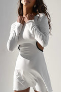 Cutout Accent Long Sleeve Casual Dress