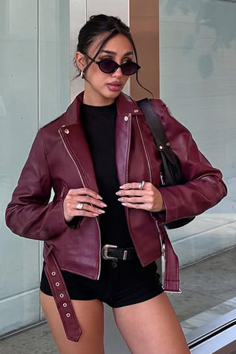 Chic Belted Moto Jacket
