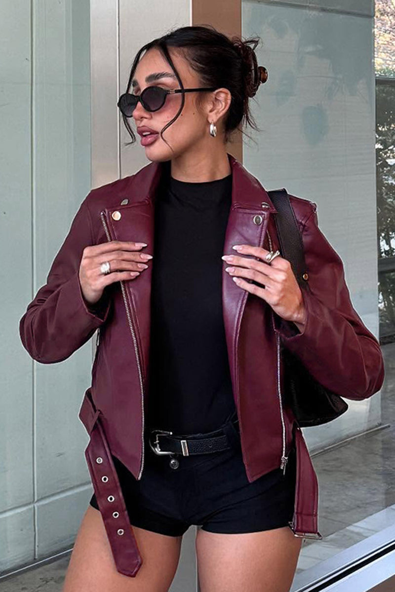 Chic Belted Moto Jacket