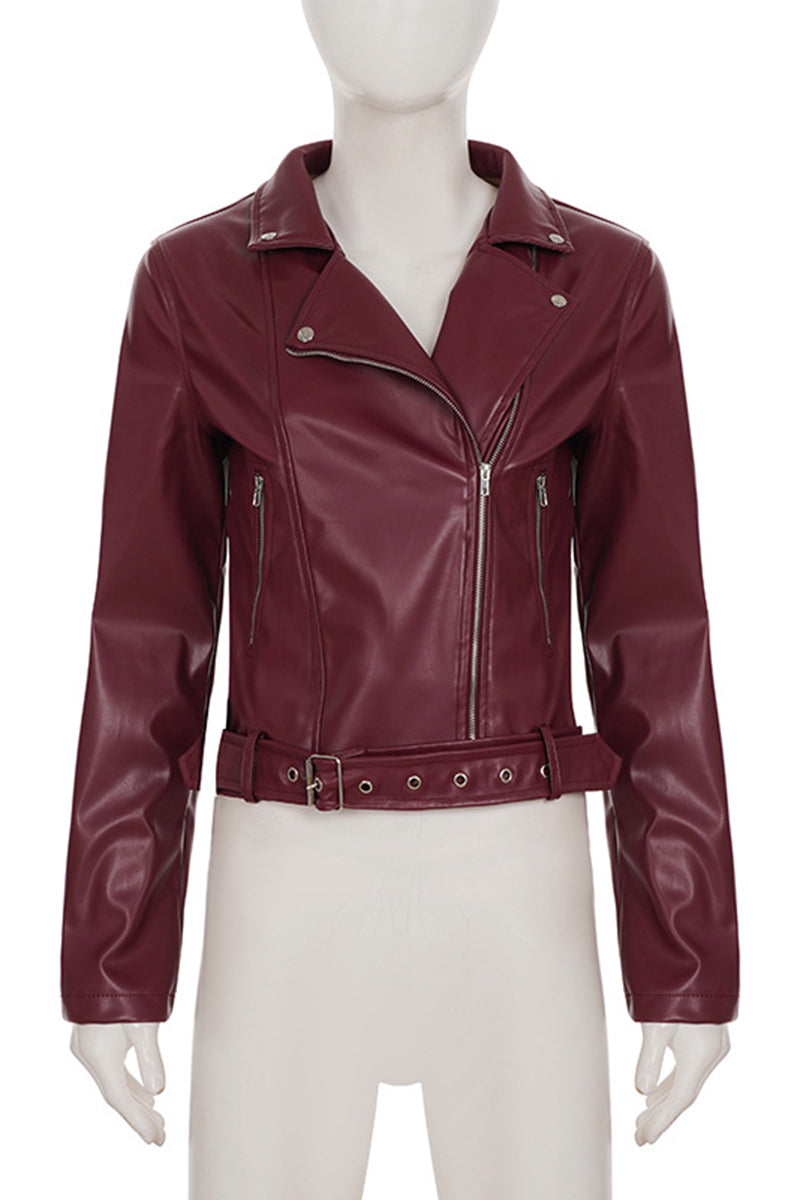 Chic Belted Moto Jacket