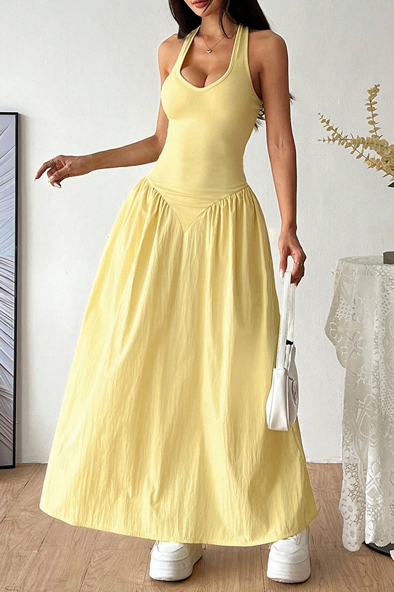 V-Neck Halter Casual Maxi Dress