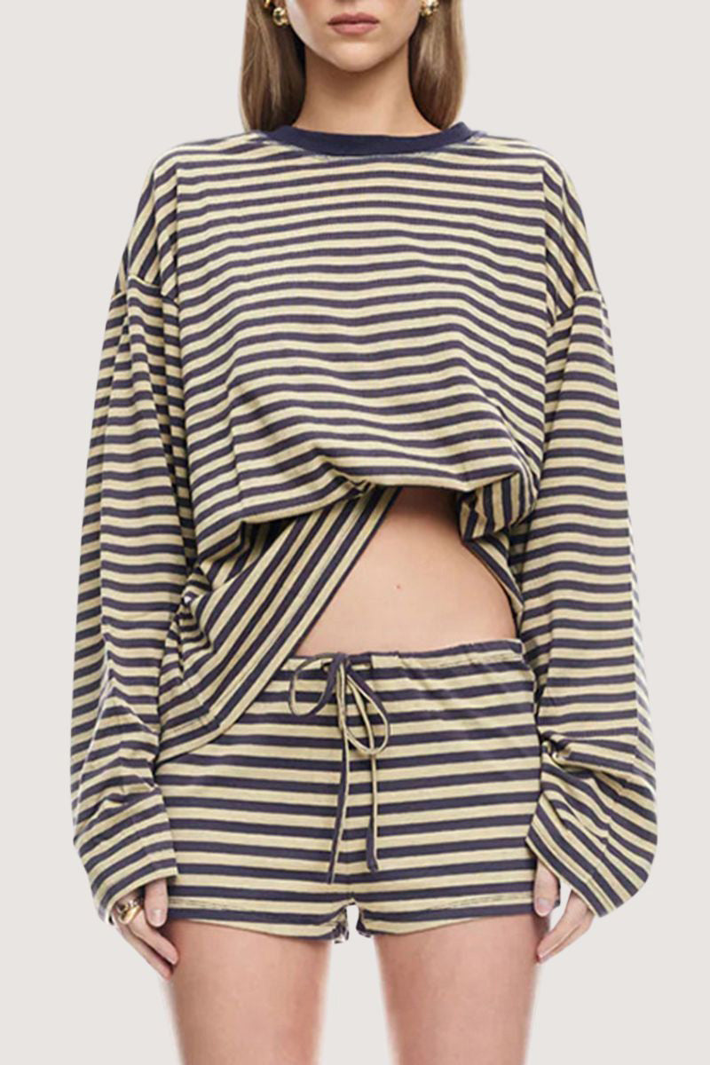 Striped Short Set with Long Sleeves