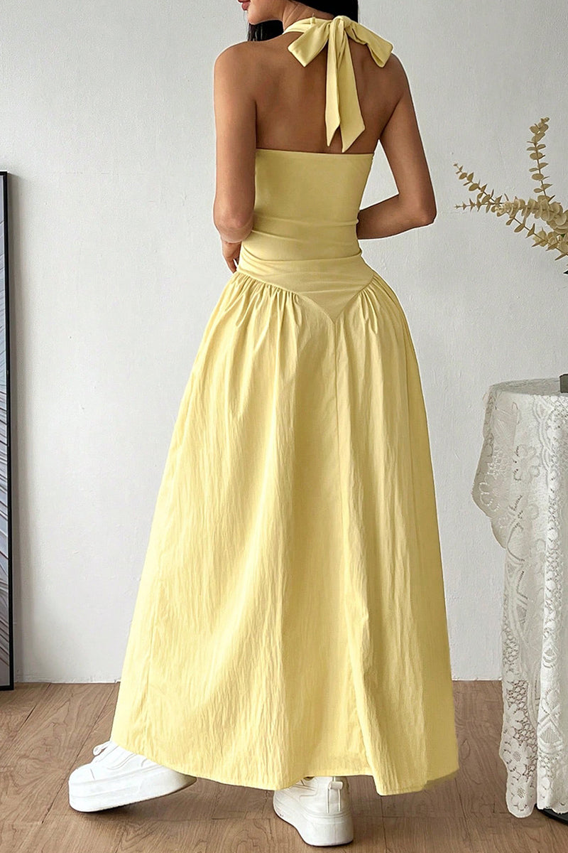 V-Neck Halter Casual Maxi Dress